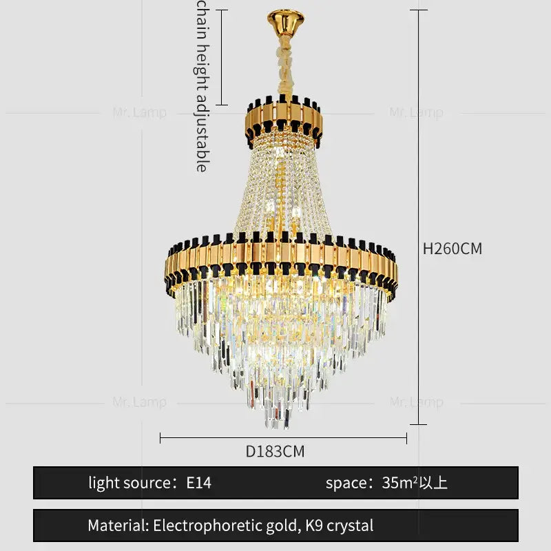 Luxurious gold decorbites crystal chandelier living room light