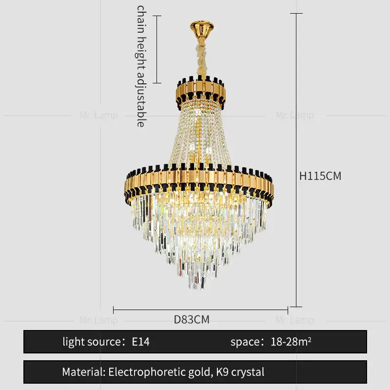 Luxurious gold decorbites crystal chandelier living room light