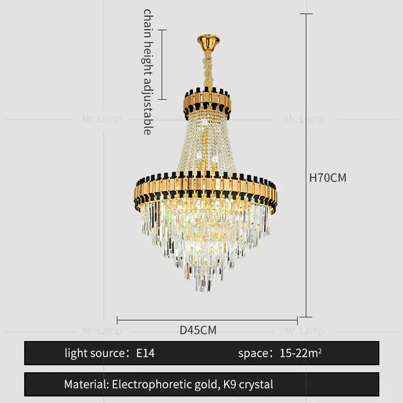 Luxurious gold decorbites crystal chandelier living room light