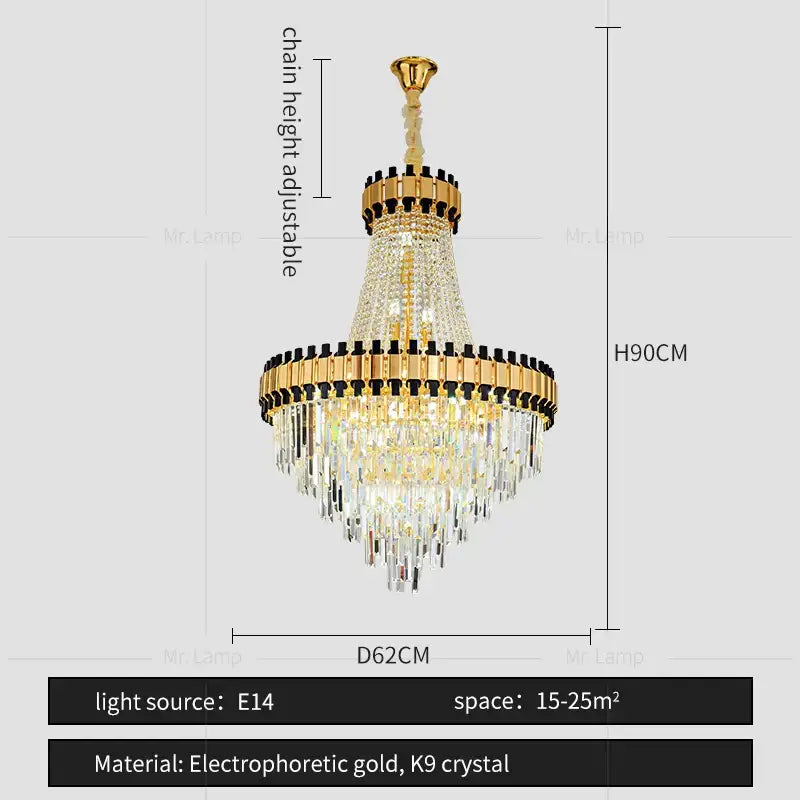 Luxurious gold decorbites crystal chandelier living room light