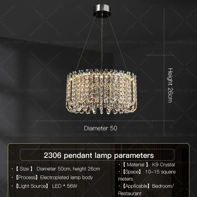 Luxurious circular crystal chandelier for elegant living room spaces