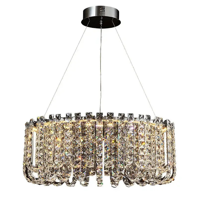 Luxurious circular crystal chandelier for elegant living room spaces