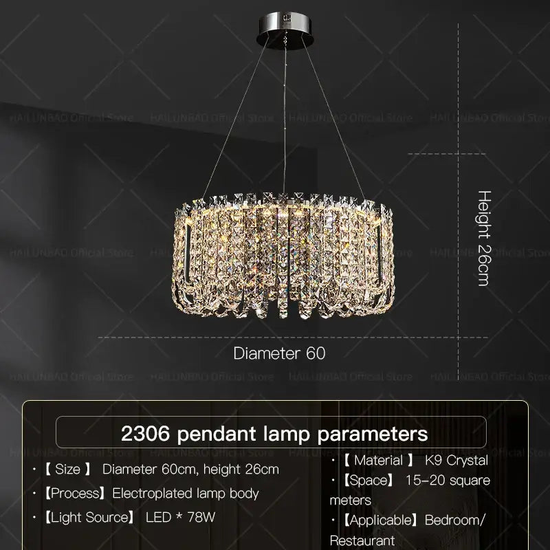 Luxurious circular crystal chandelier for elegant living room spaces