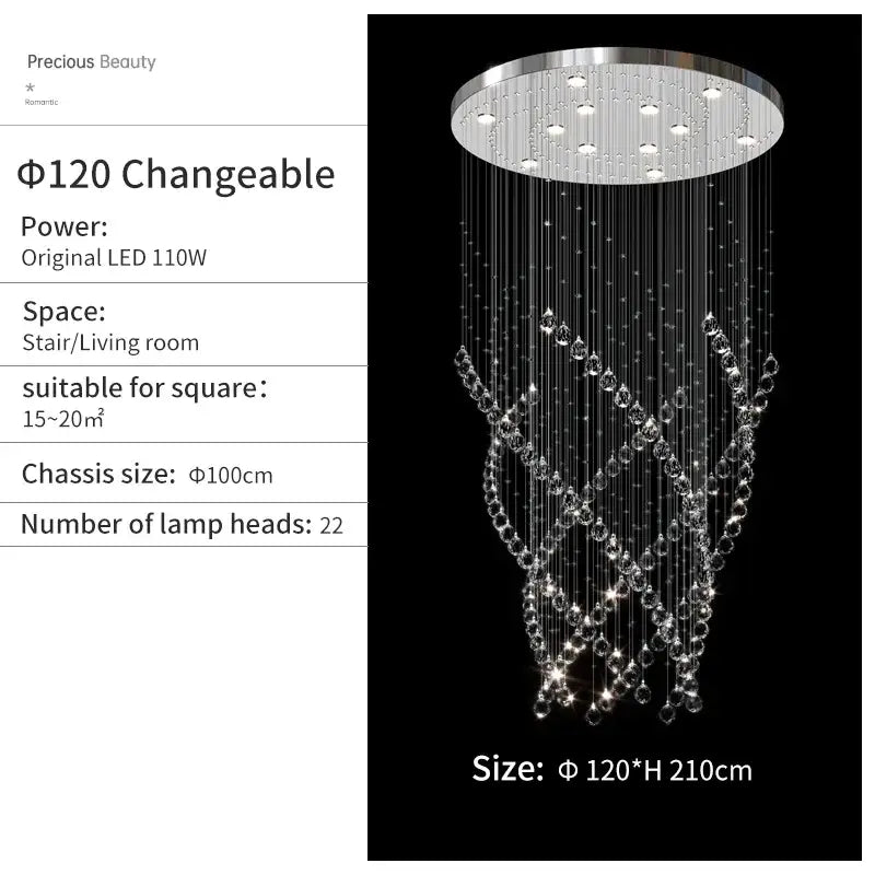 Modern chrome decorbites crystal chandelier living room spiral pendant