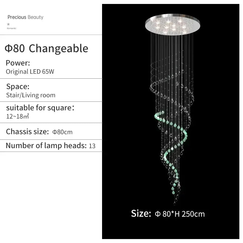 Modern chrome decorbites crystal chandelier living room spiral pendant