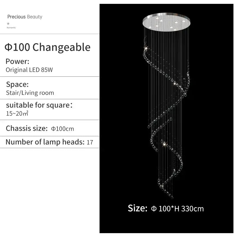Modern chrome decorbites crystal chandelier living room spiral pendant