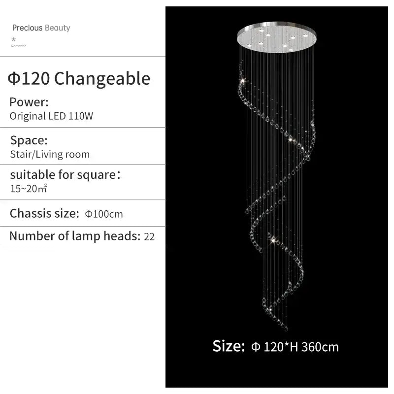 Modern chrome decorbites crystal chandelier living room spiral pendant