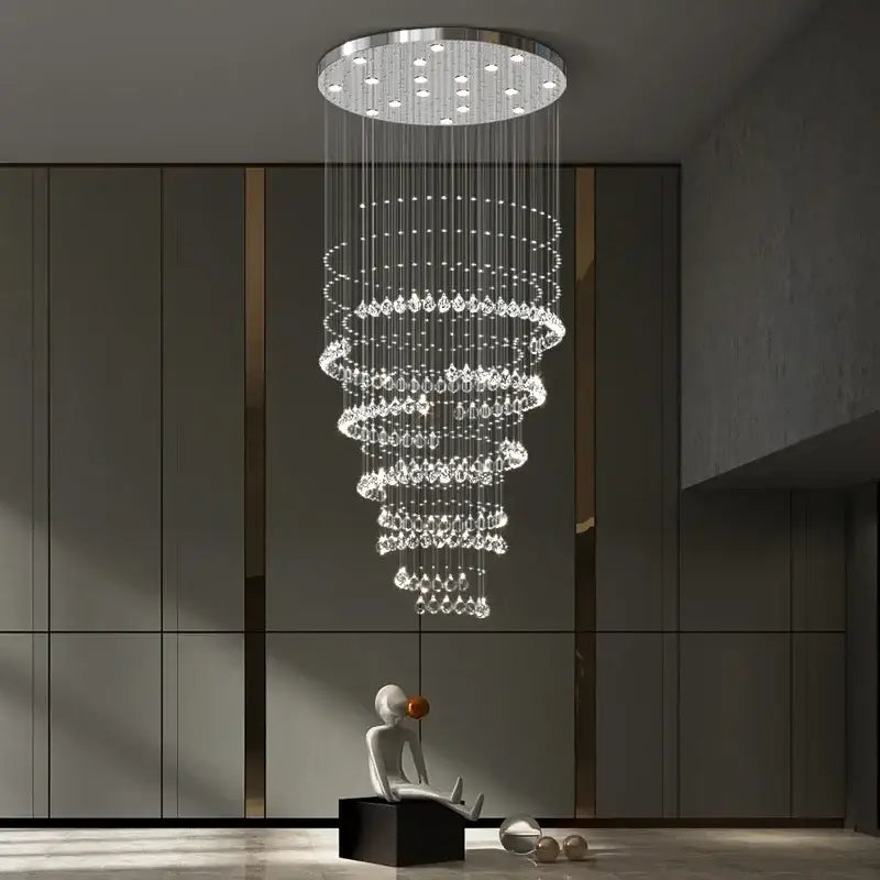 Modern chrome decorbites crystal chandelier living room spiral pendant