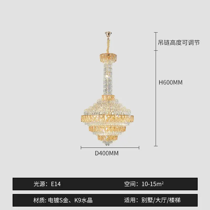 Modern gold and iridescent blue decorbites crystal chandelier living room