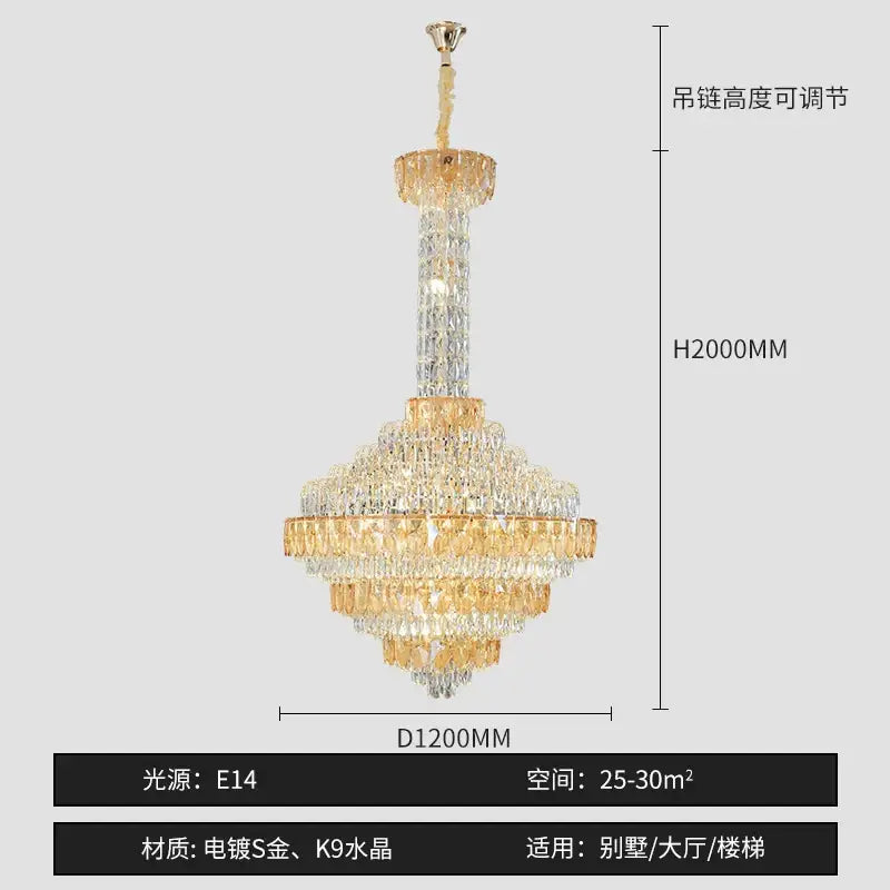 Modern gold and iridescent blue decorbites crystal chandelier living room