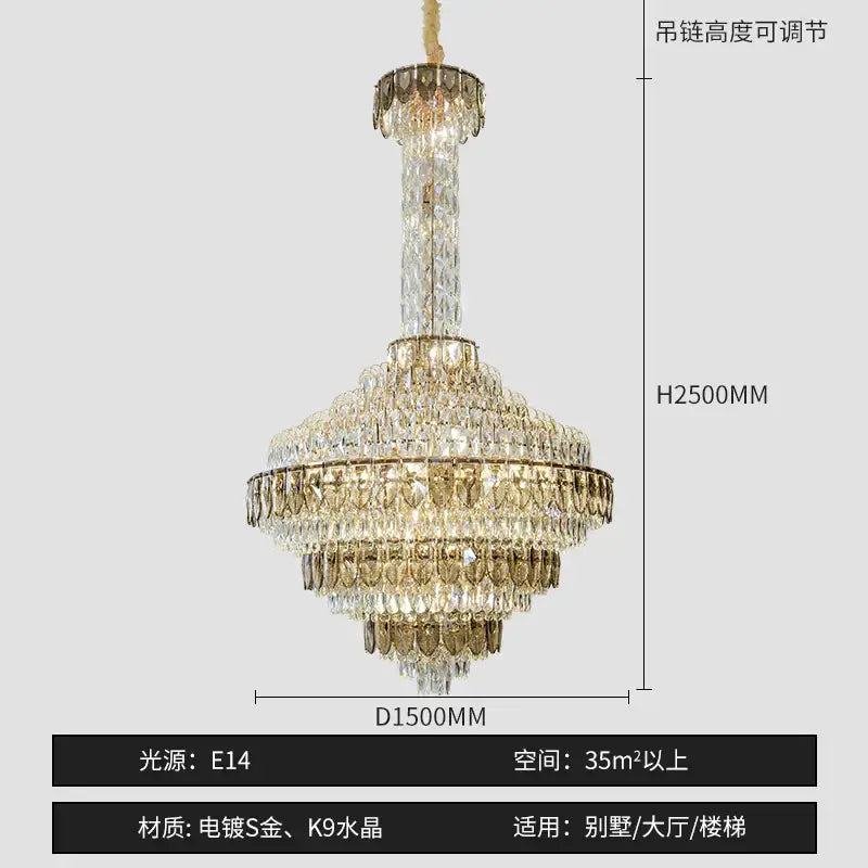 Modern gold and iridescent blue decorbites crystal chandelier living room