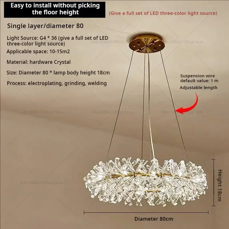 Elegant gold decorbites crystal chandelier for dining room