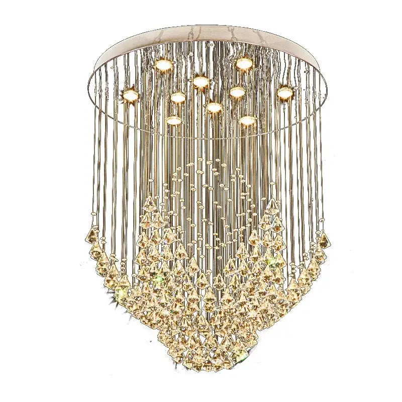 Modern cascading crystal chandelier living room pendant light