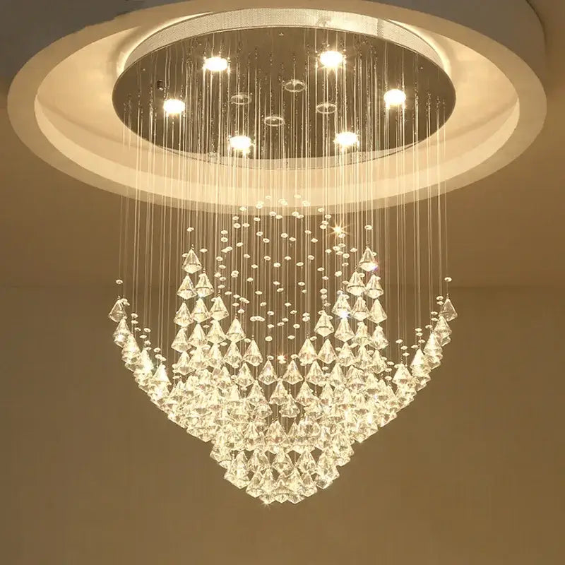 Modern cascading crystal chandelier living room pendant light