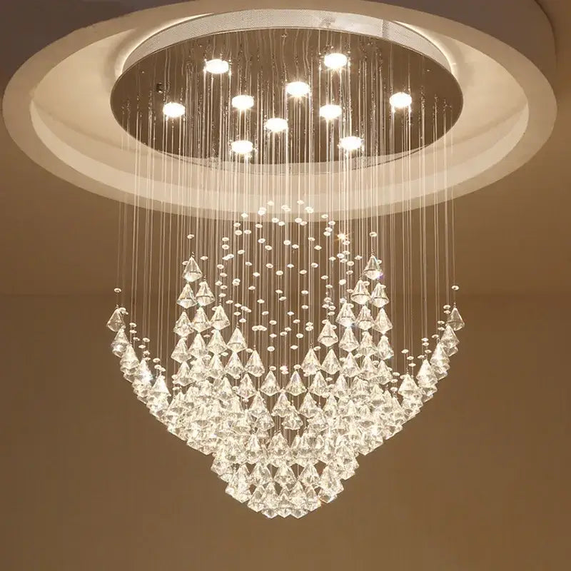 Modern cascading crystal chandelier living room pendant light