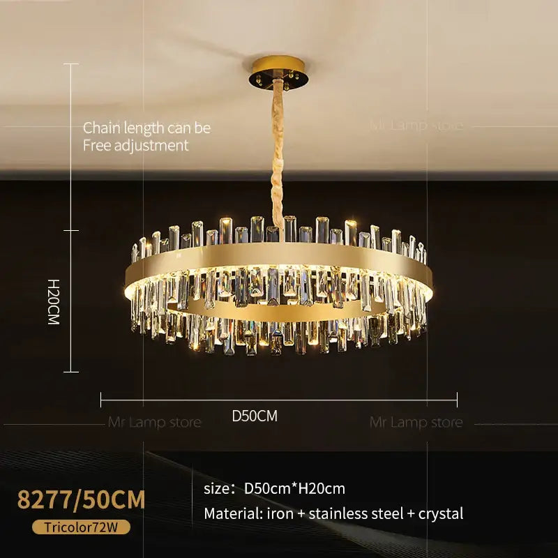 Gold double tier crystal chandelier for living room dining