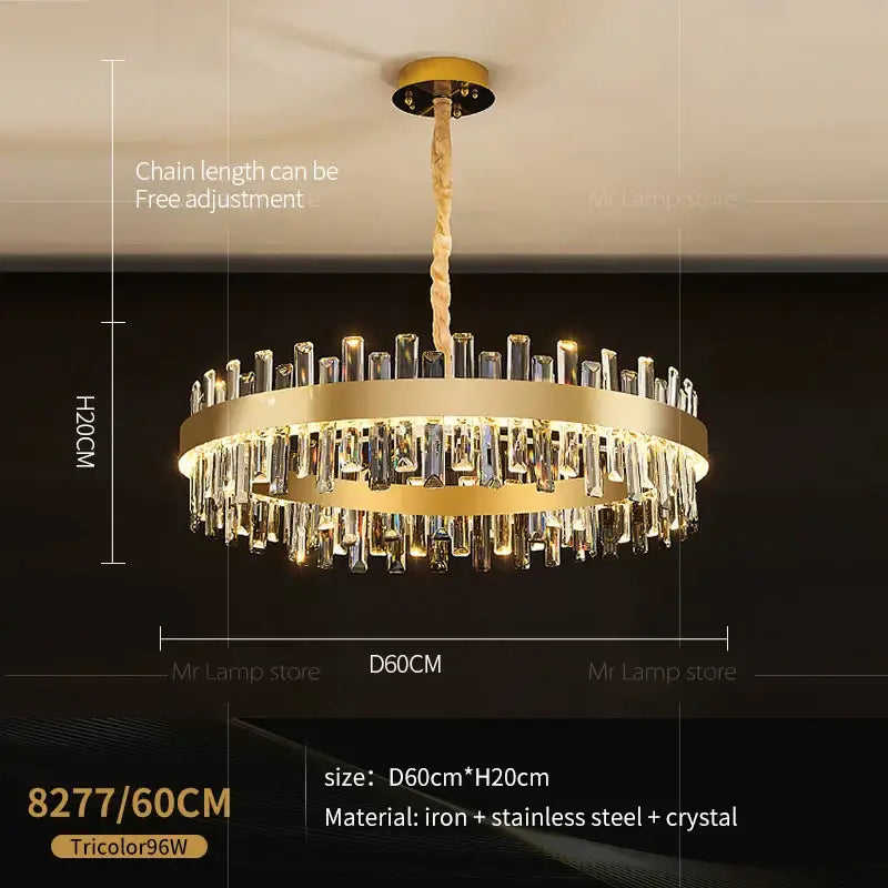 Gold double tier crystal chandelier for living room dining