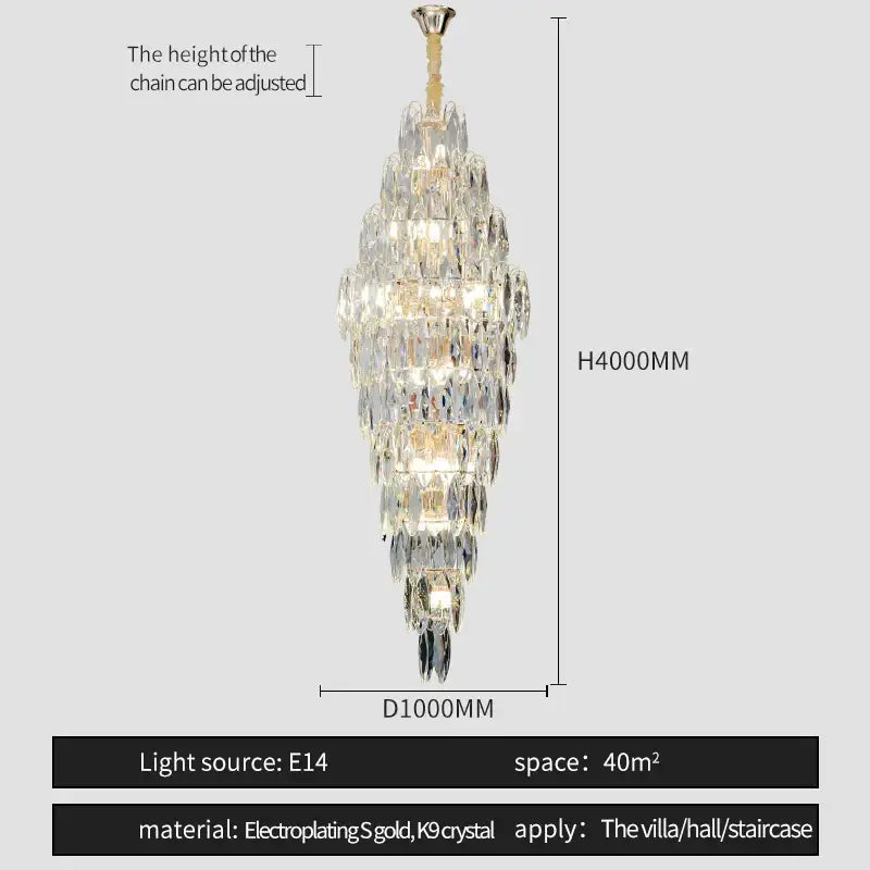 Luxe modern brass and crystal chandelier dining room pendant light
