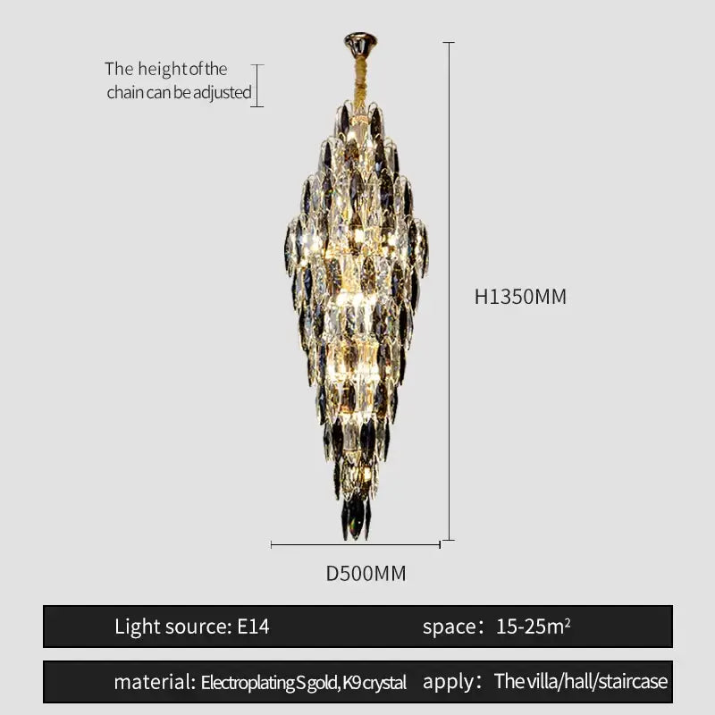 Luxe modern brass and crystal chandelier dining room pendant light