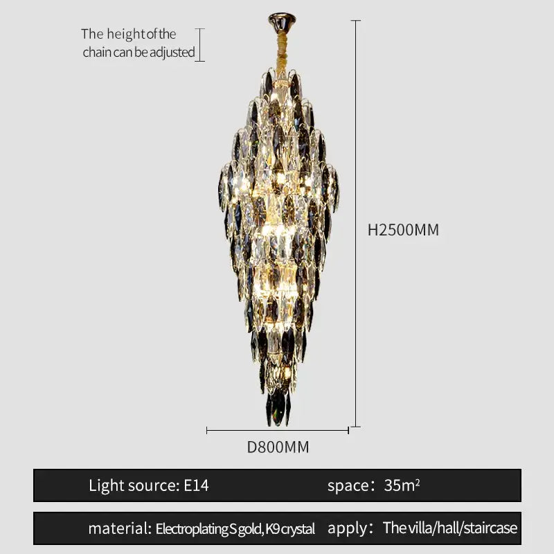 Luxe modern brass and crystal chandelier dining room pendant light