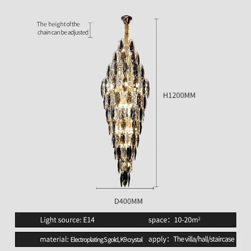 Luxe modern brass and crystal chandelier dining room pendant light
