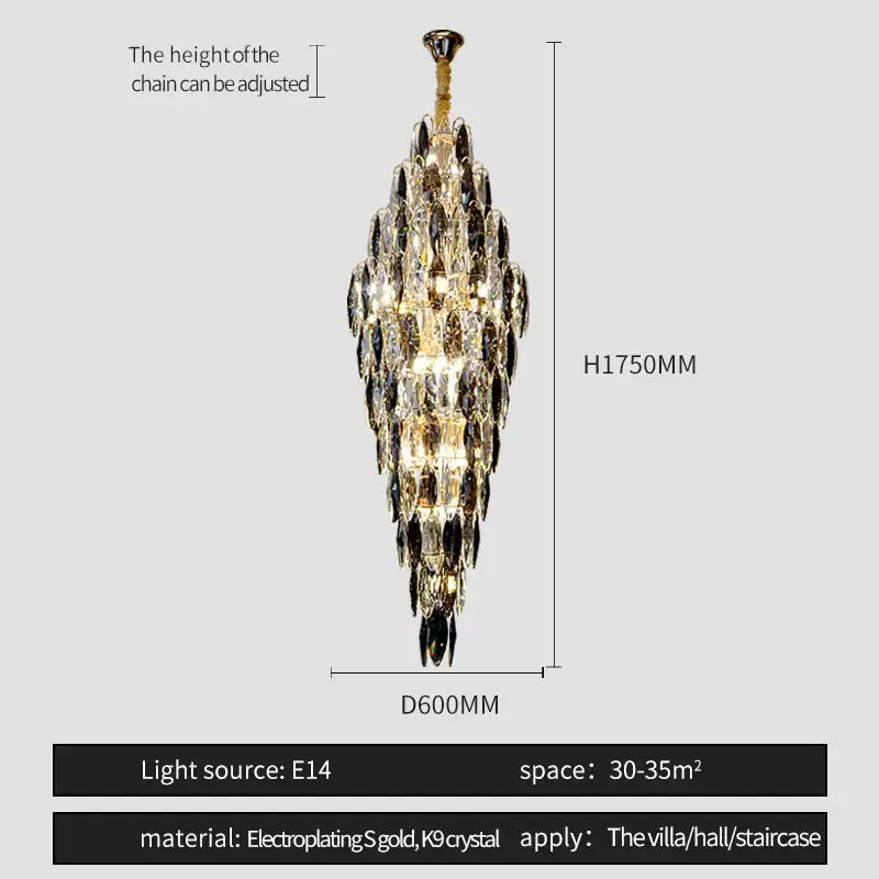 Luxe modern brass and crystal chandelier dining room pendant light