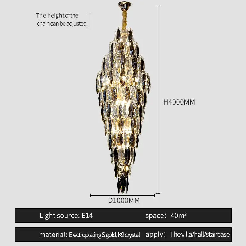 Luxe modern brass and crystal chandelier dining room pendant light