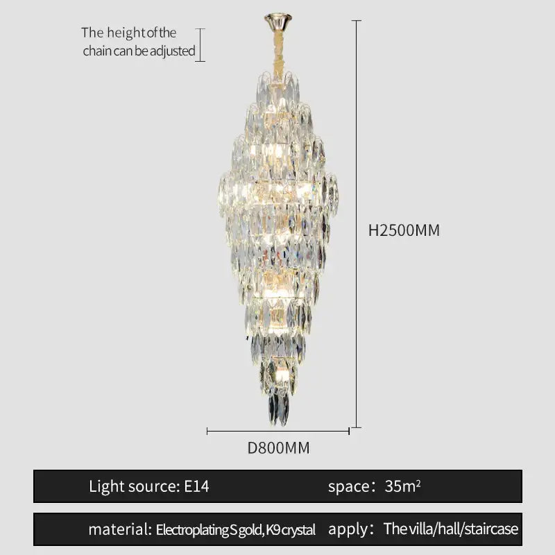 Luxe modern brass and crystal chandelier dining room pendant light