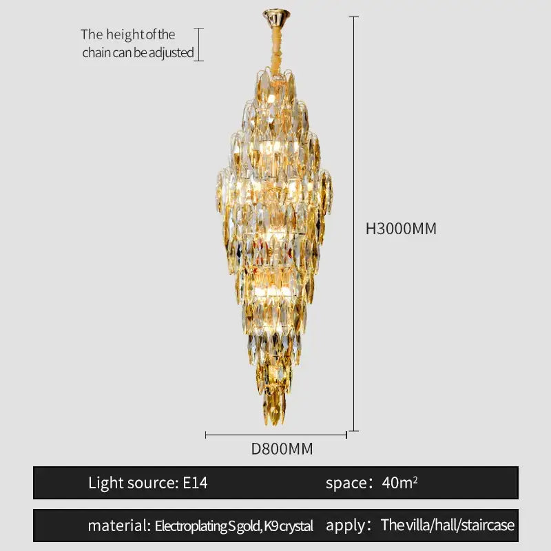 Luxe modern brass and crystal chandelier dining room pendant light
