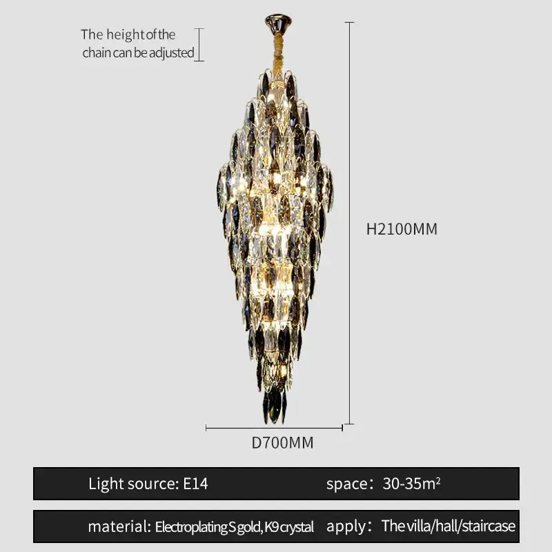 Luxe modern brass and crystal chandelier dining room pendant light