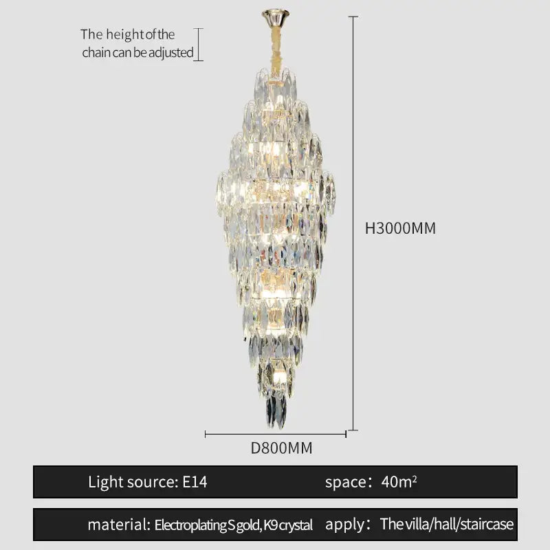 Luxe modern brass and crystal chandelier dining room pendant light