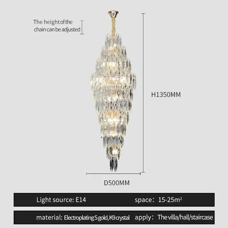 Luxe modern brass and crystal chandelier dining room pendant light