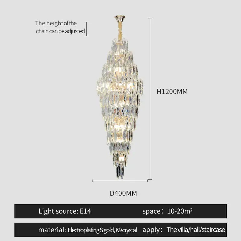 Luxe modern brass and crystal chandelier dining room pendant light