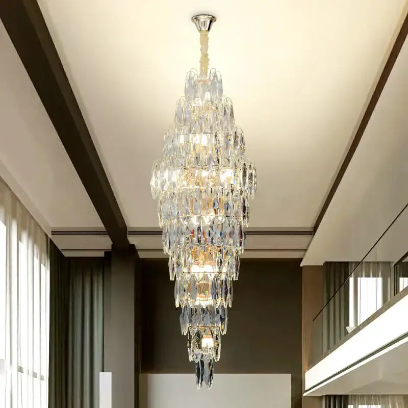 Luxe modern brass and crystal chandelier dining room pendant light