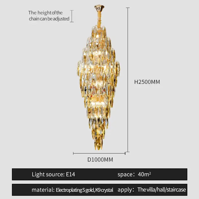 Luxe modern brass and crystal chandelier dining room pendant light