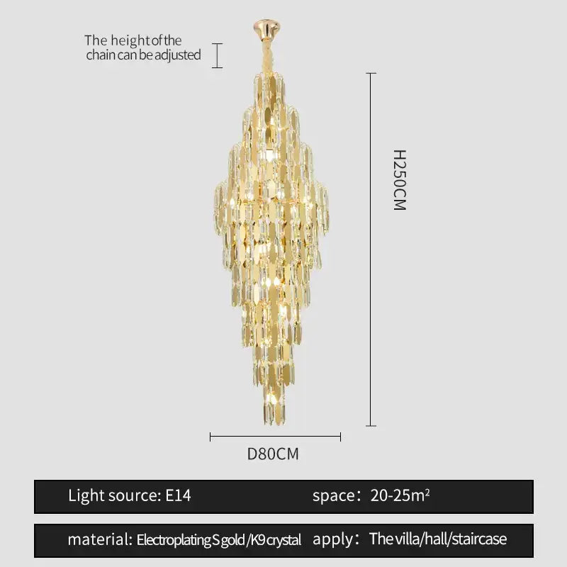 Modern european golden crystal chandelier living room light