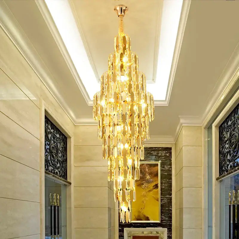 Modern european golden crystal chandelier living room light