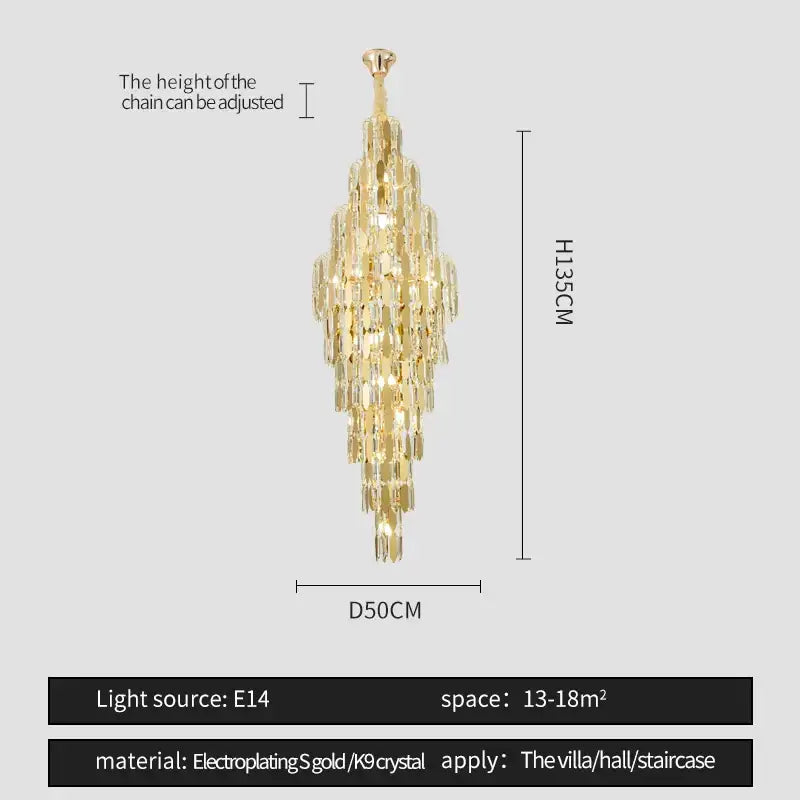 Modern european golden crystal chandelier living room light
