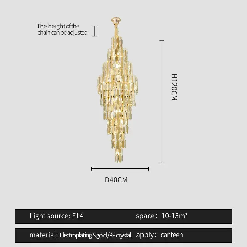 Modern european golden crystal chandelier living room light