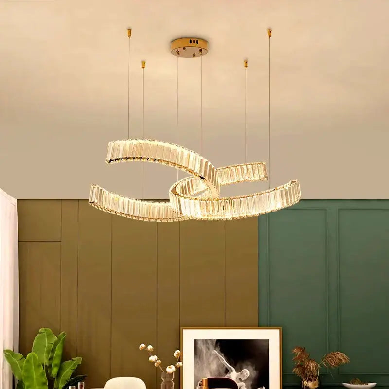 Modern golden spiral decorbites crystal chandelier for living room