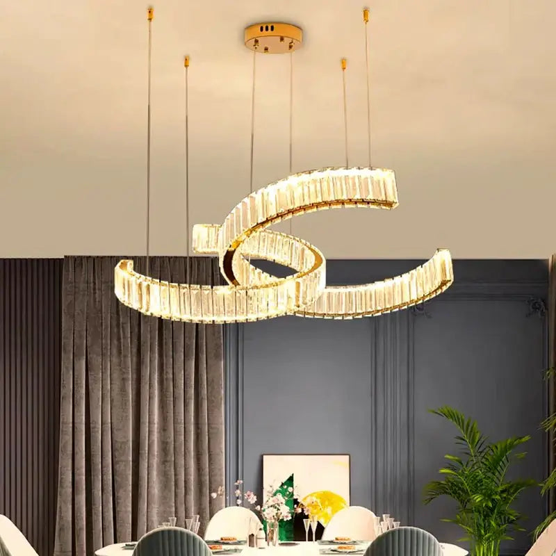 Modern golden spiral decorbites crystal chandelier for living room