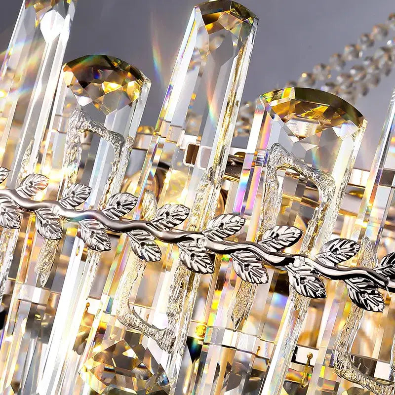 Modern clear and gold crystal chandelier dining room luxe pendant