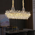 Modern clear and gold crystal chandelier dining room luxe pendant