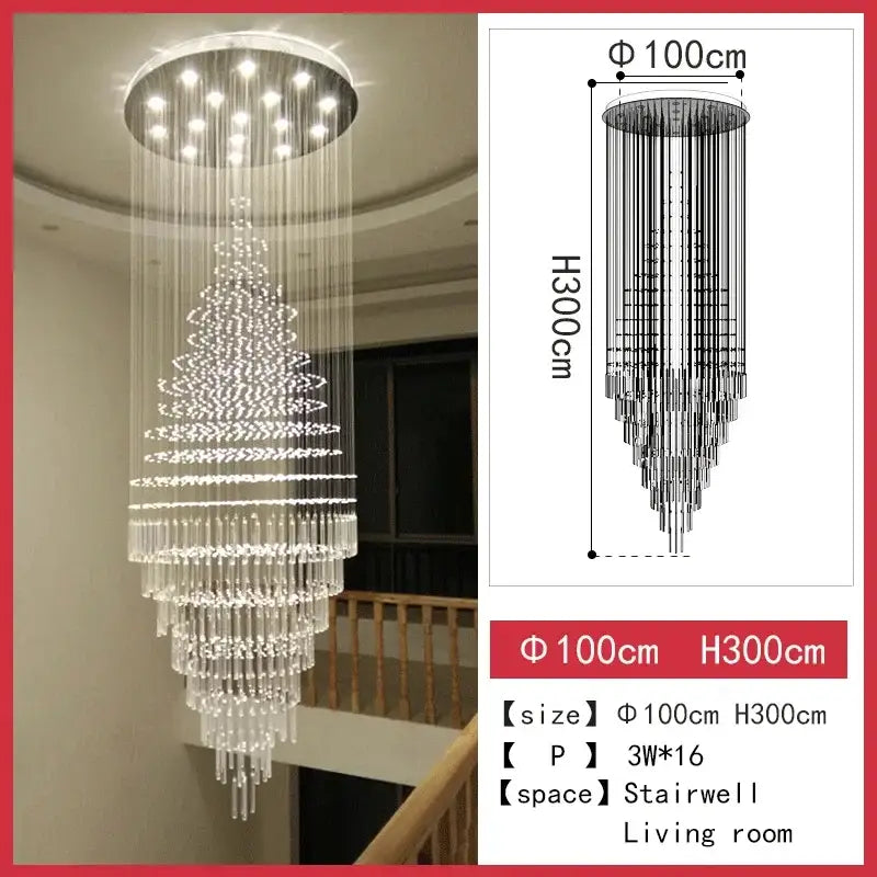 Modern cascading crystal chandelier living room led light
