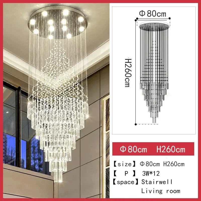 Modern cascading crystal chandelier living room led light