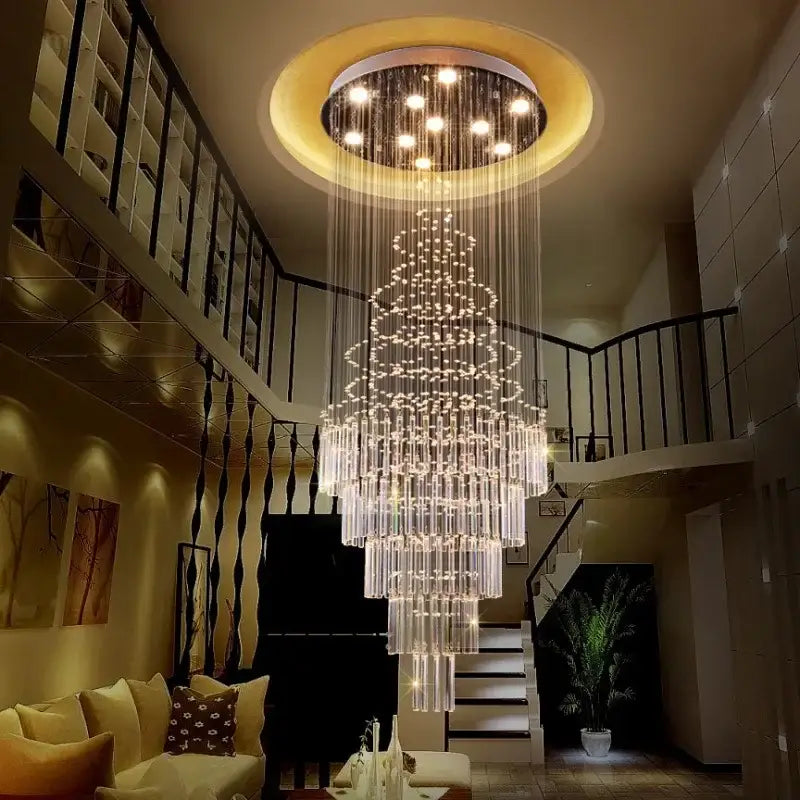 Modern cascading crystal chandelier living room led light