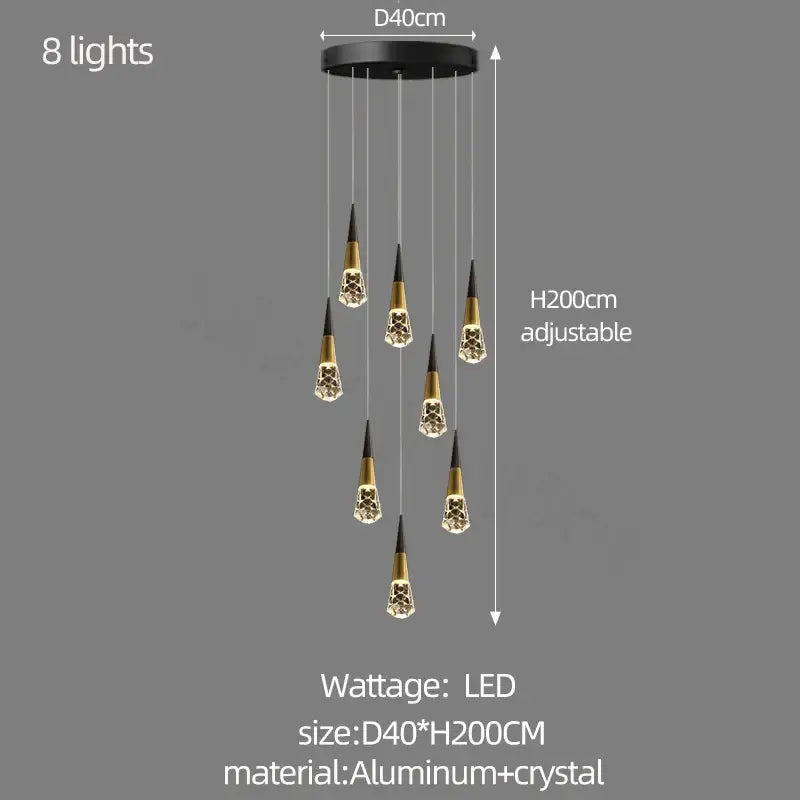 Modern gold decorbites crystal chandelier for stairwell and living room