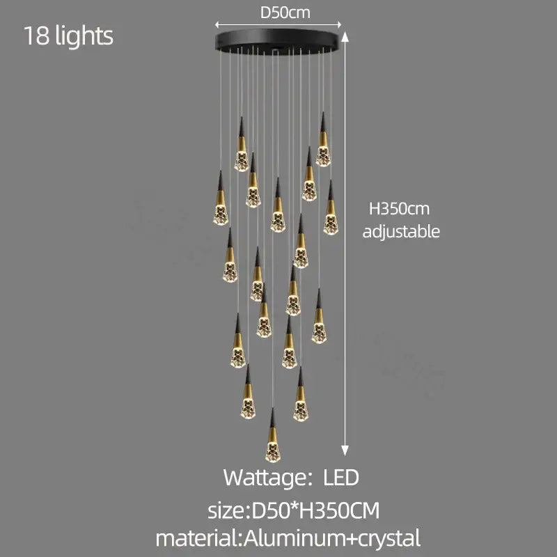 Modern gold decorbites crystal chandelier for stairwell and living room