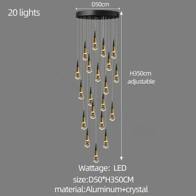 Modern gold decorbites crystal chandelier for stairwell and living room