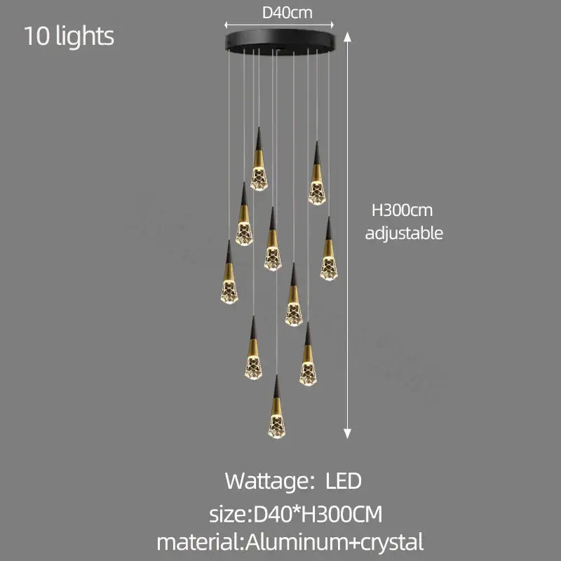 Modern gold decorbites crystal chandelier for stairwell and living room